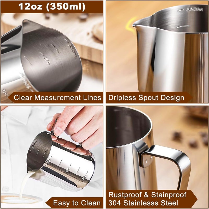 symtype Store Espresso Accessories Kit 51mm Tamper: 51mm Espresso Tamper Set Espresso Kit Including Coffee Tamper, Milk Frothing Pitcher, WDT Tool Espresso, Tamper Mat, Latte Art Pen, Coffee Spoon, Coffee Stencils - Image 3